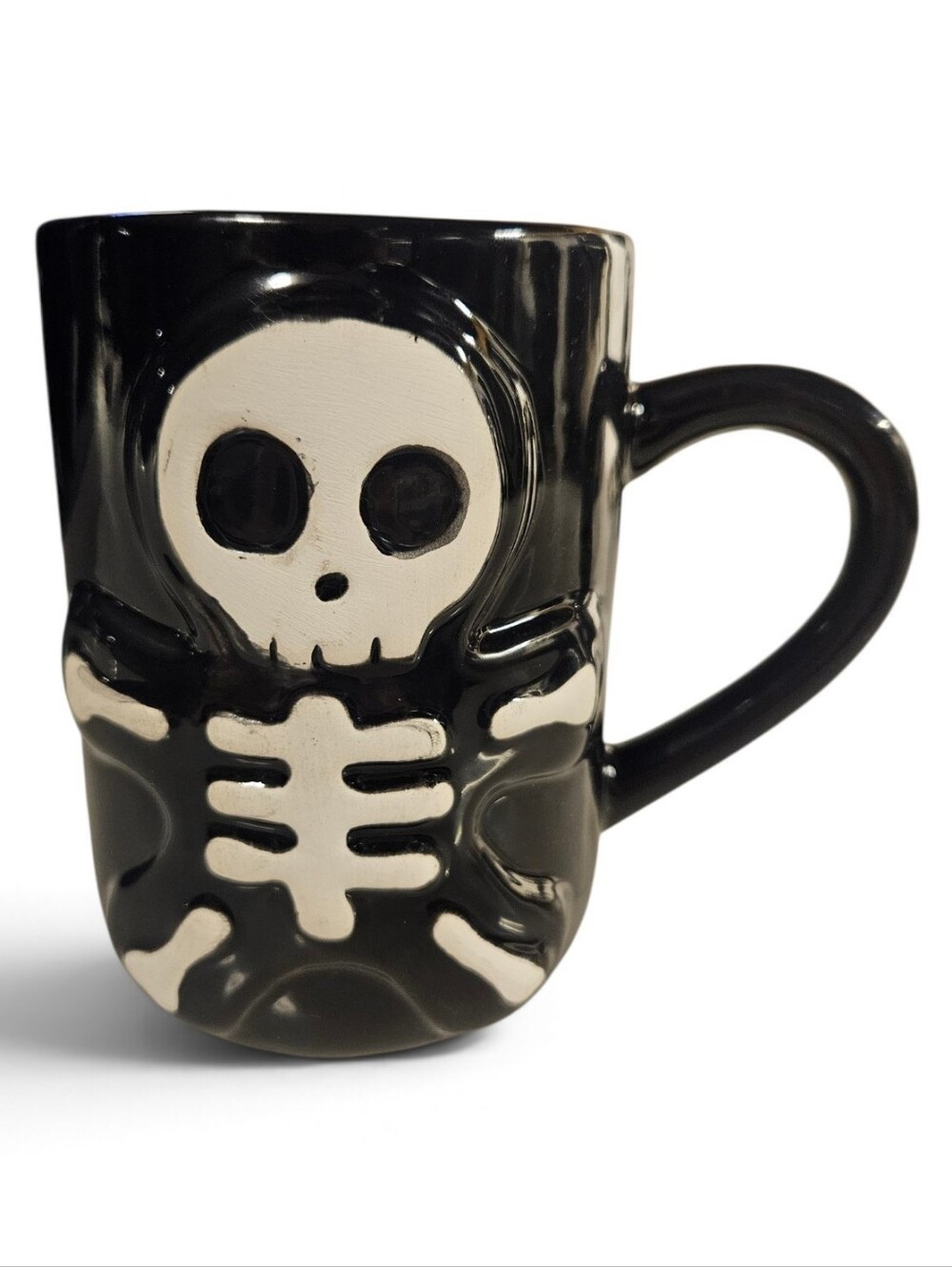 NWOT Booville! Black Skeleton Ceramic Mug